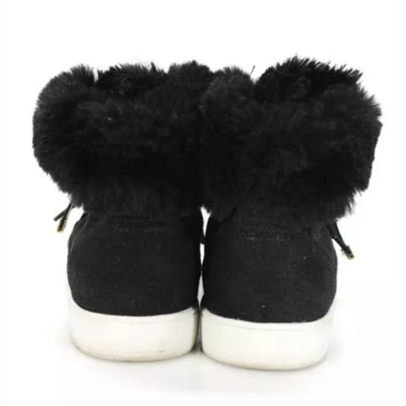 RIVER ISLAND BLACK FUR GOLD TIE BOOTS 5 SNEAKERS - Picture 3 of 5